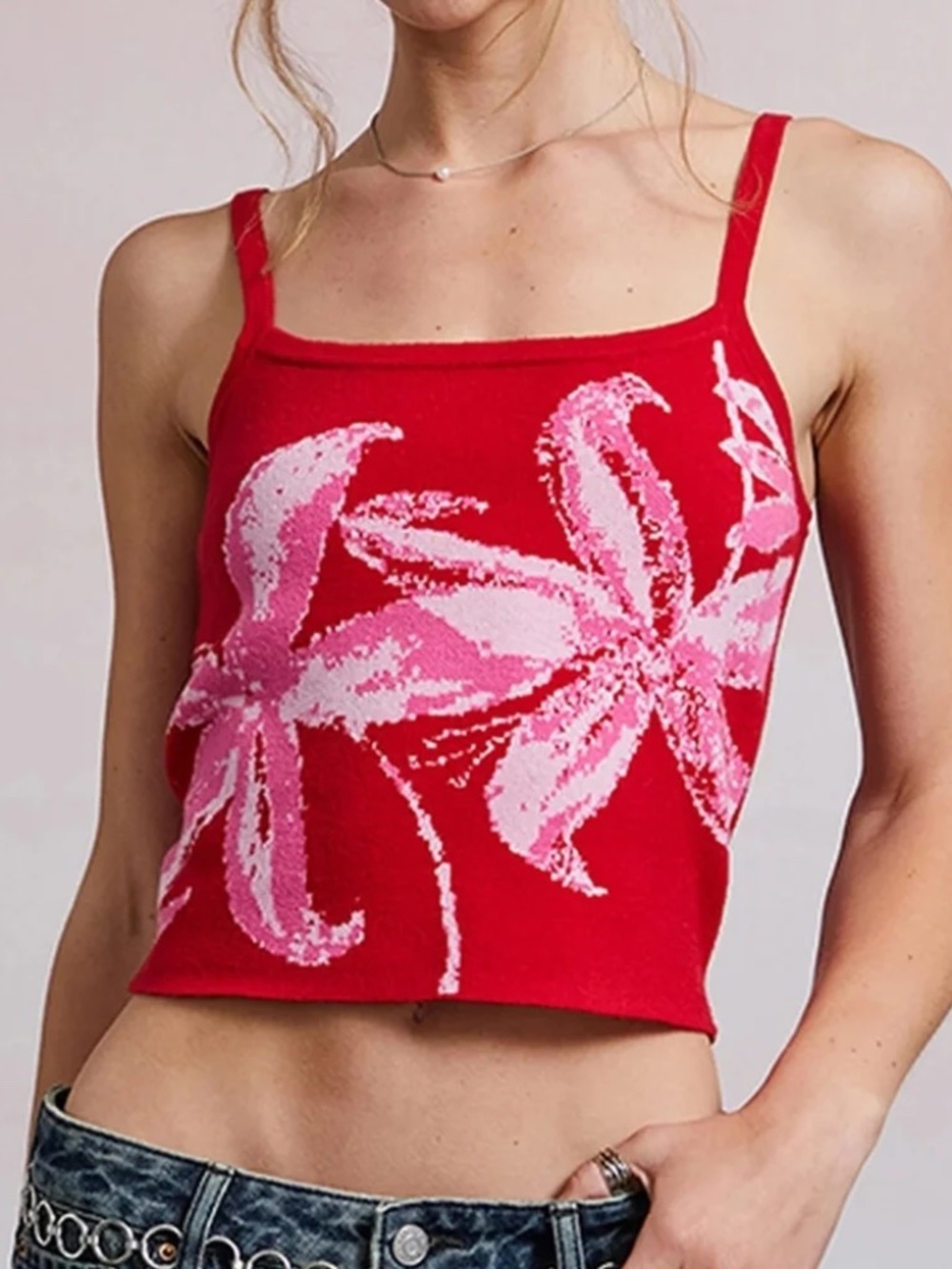 Pacsun Third Charm Kaia Sweater Tank Top Floral - Size Small